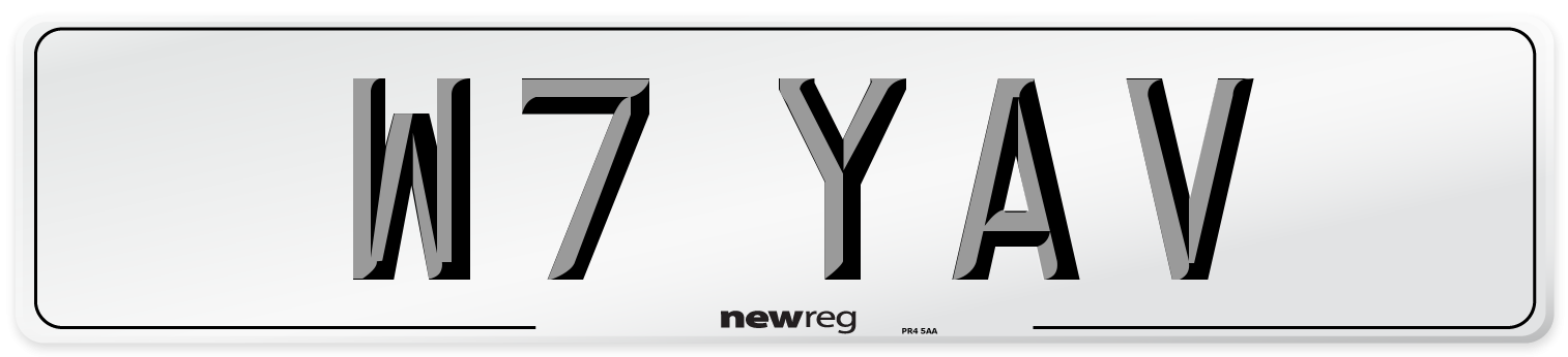 W7 YAV Number Plate from New Reg